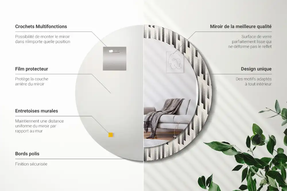 Espejo redondo impreso Patrón de rayas