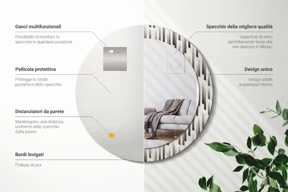 Espejo redondo impreso Patrón de rayas