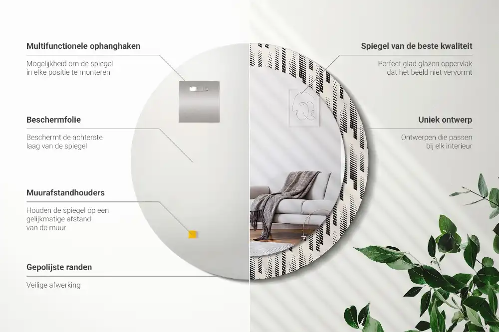 Espejo redondo impreso Patrón de rayas