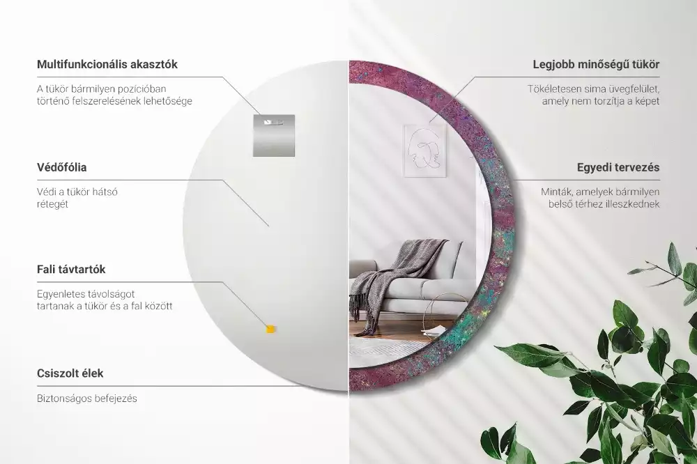 Espejo redondo con decoración Festival de colores