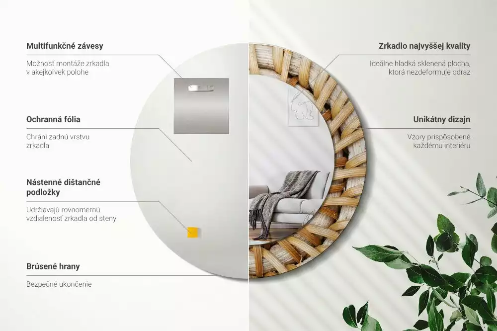 Espejo redondo impreso Trenza