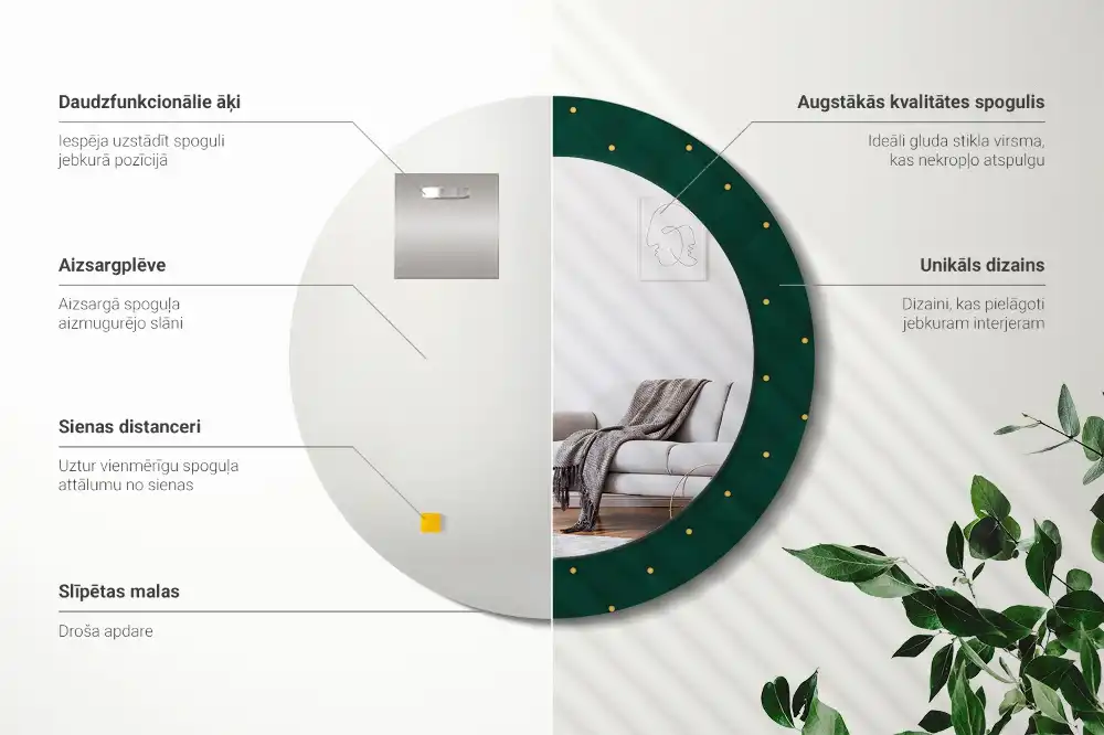 Espejo redondo impreso Patrón acolchado