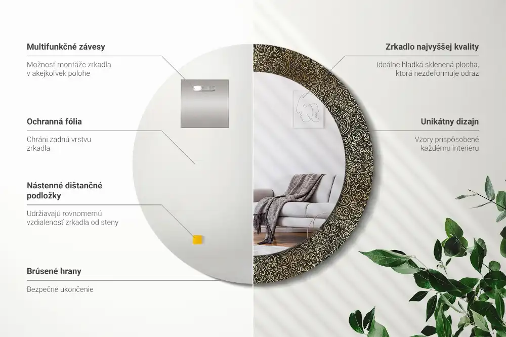 Espejo redondo con decoración Adorno floral