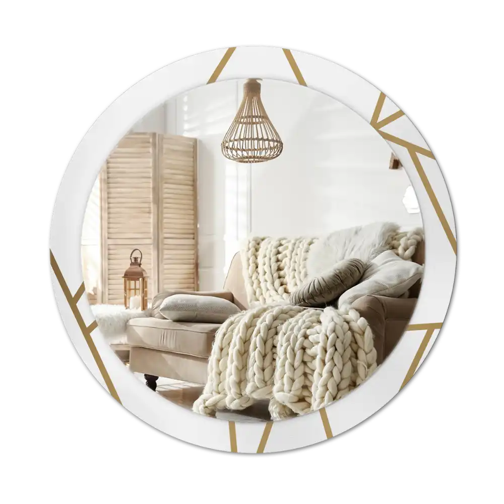 Espejo redondo con decoración Composición lineal