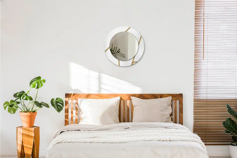 Espejo redondo con decoración Composición lineal