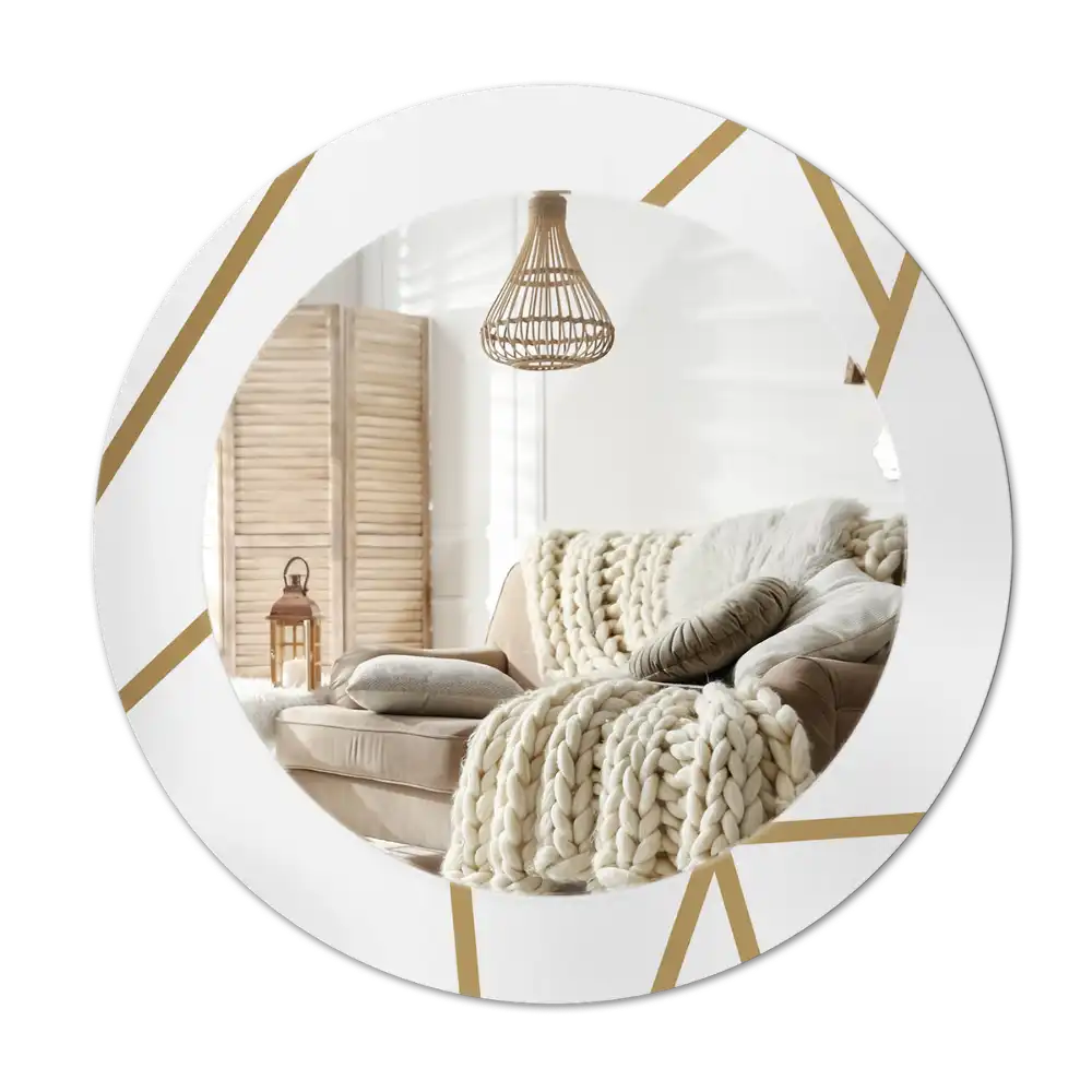 Espejo redondo con decoración Composición lineal