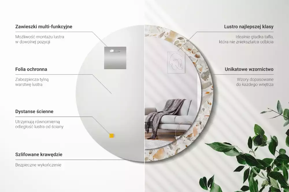 Espejo redondo estampado Estilo terrazo