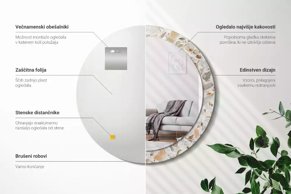 Espejo redondo estampado Estilo terrazo