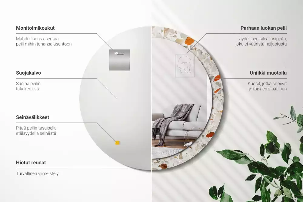 Espejo redondo estampado Estilo terrazo