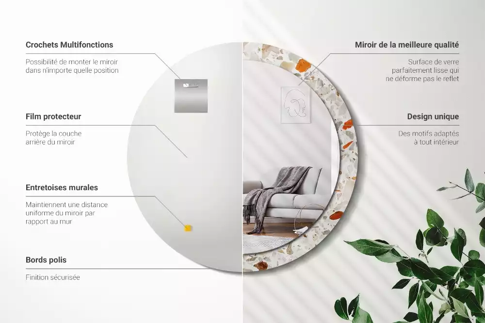 Espejo redondo estampado Estilo terrazo