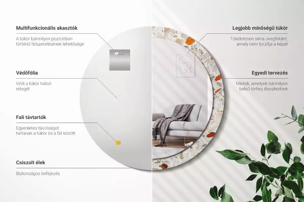 Espejo redondo estampado Estilo terrazo