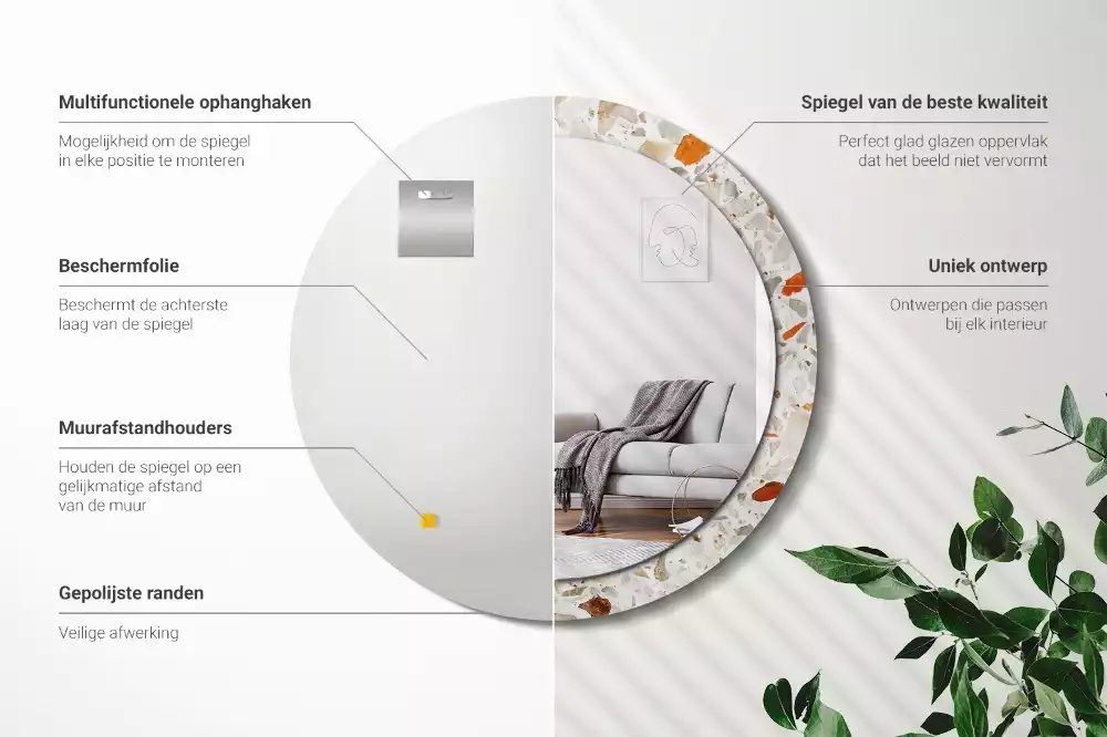 Espejo redondo estampado Estilo terrazo