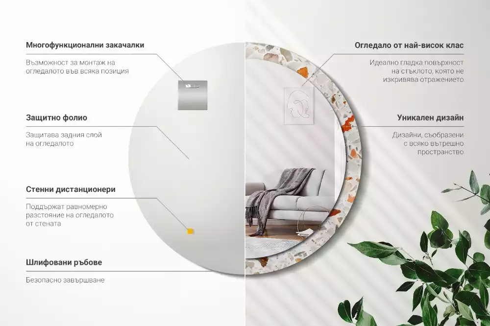 Espejo redondo estampado Estilo terrazo