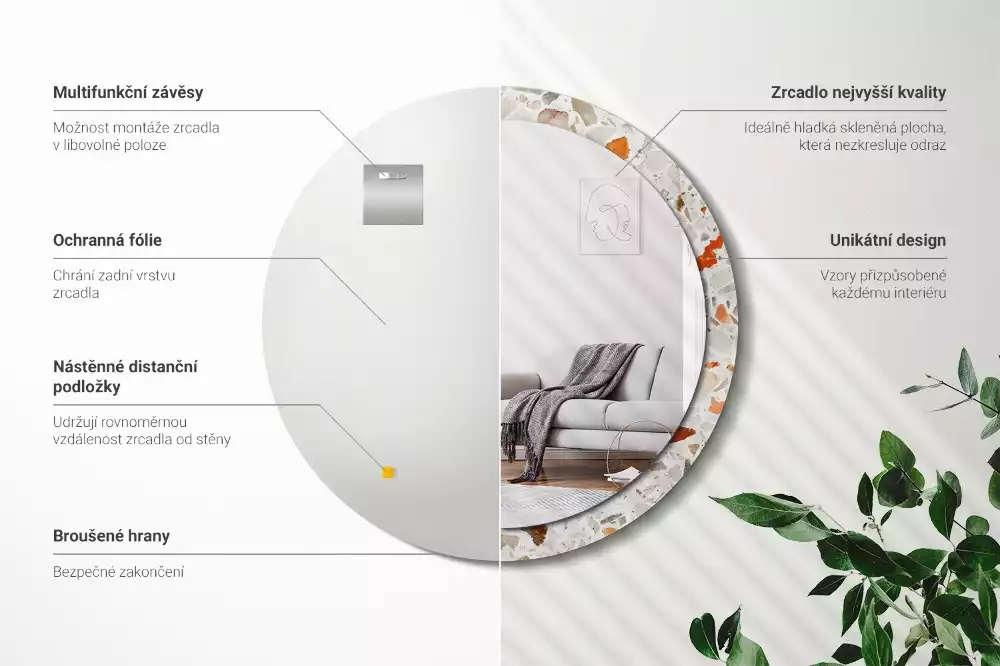 Espejo redondo estampado Estilo terrazo