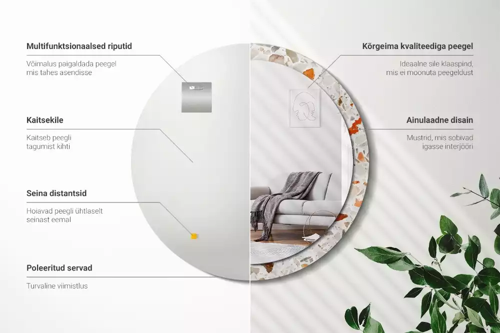 Espejo redondo estampado Estilo terrazo