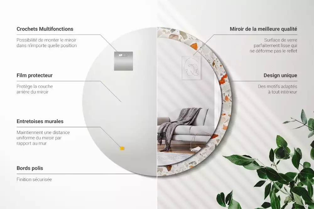 Espejo redondo estampado Estilo terrazo