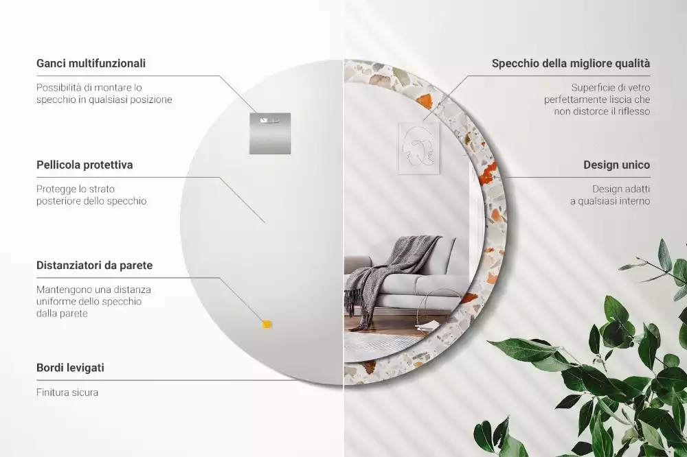 Espejo redondo estampado Estilo terrazo