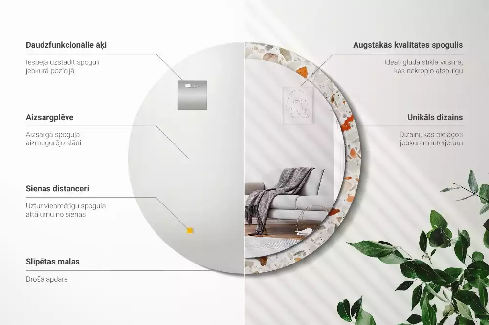 Espejo redondo estampado Estilo terrazo