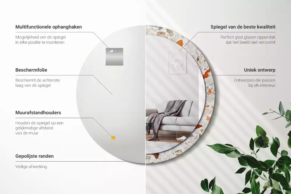 Espejo redondo estampado Estilo terrazo