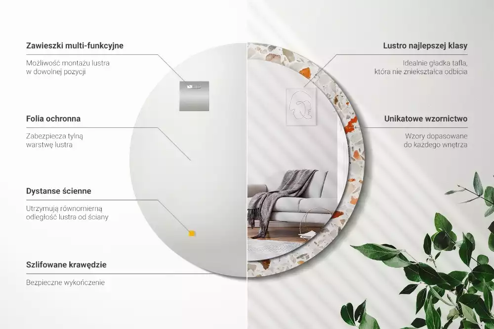 Espejo redondo estampado Estilo terrazo