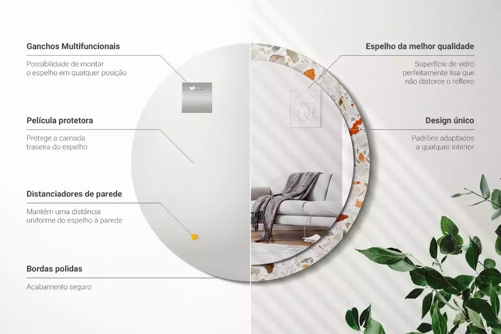 Espejo redondo estampado Estilo terrazo