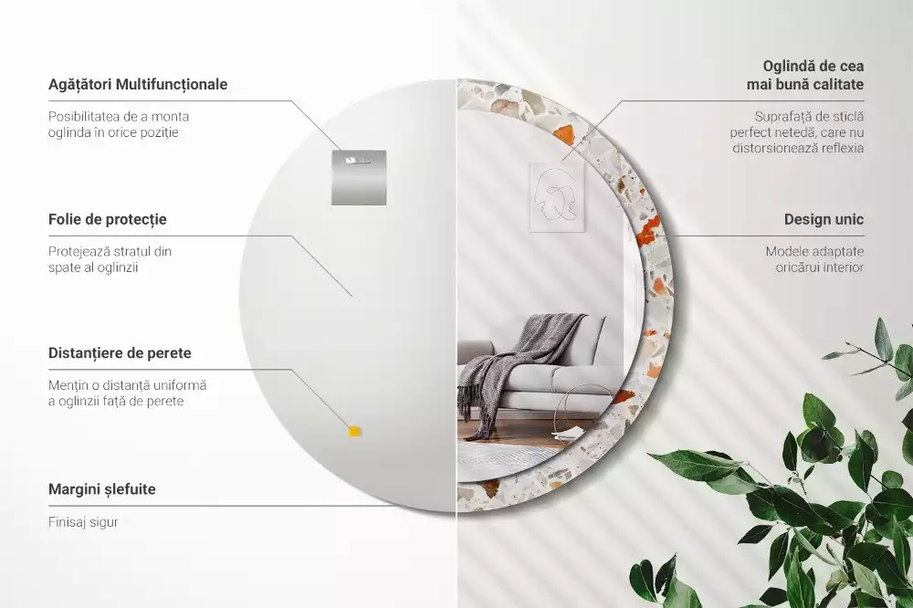 Espejo redondo estampado Estilo terrazo