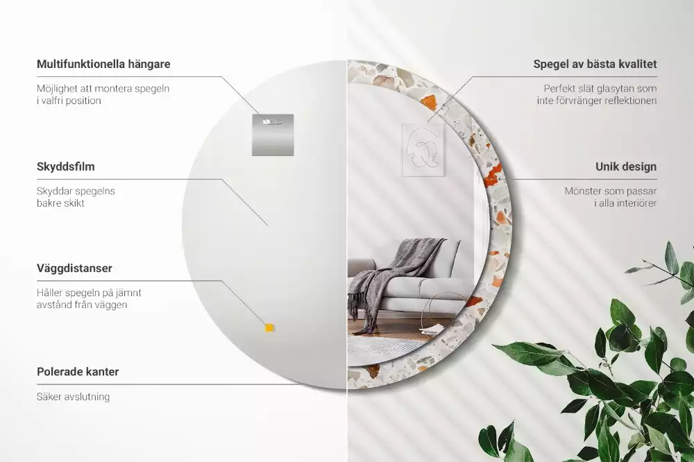 Espejo redondo estampado Estilo terrazo