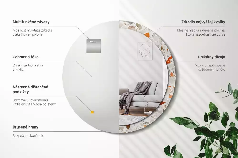 Espejo redondo estampado Estilo terrazo