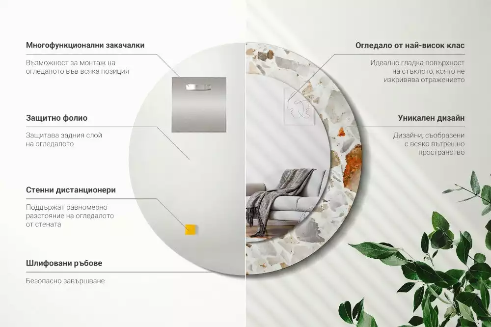 Espejo redondo estampado Estilo terrazo