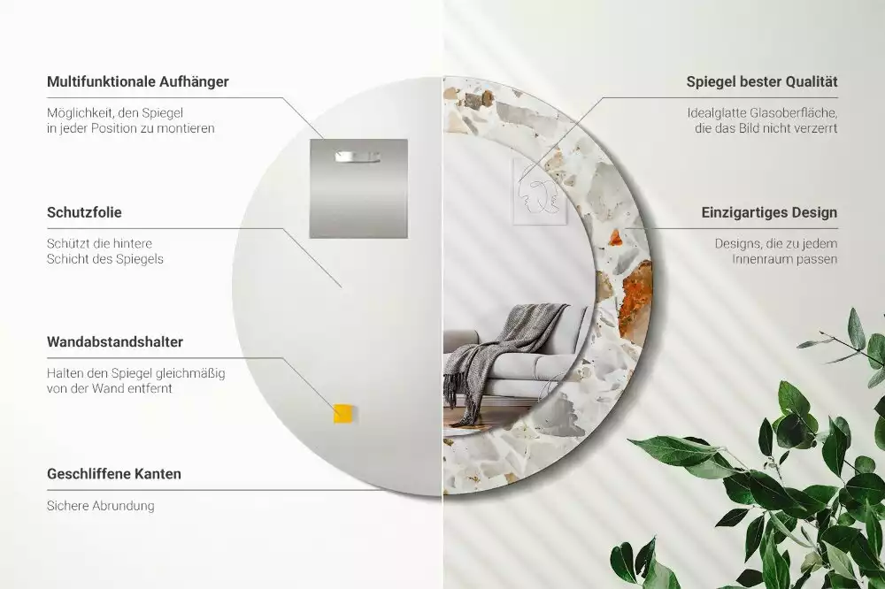 Espejo redondo estampado Estilo terrazo