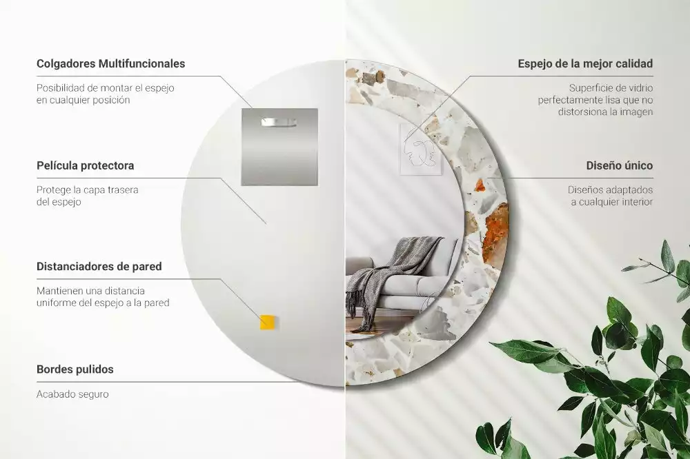 Espejo redondo estampado Estilo terrazo