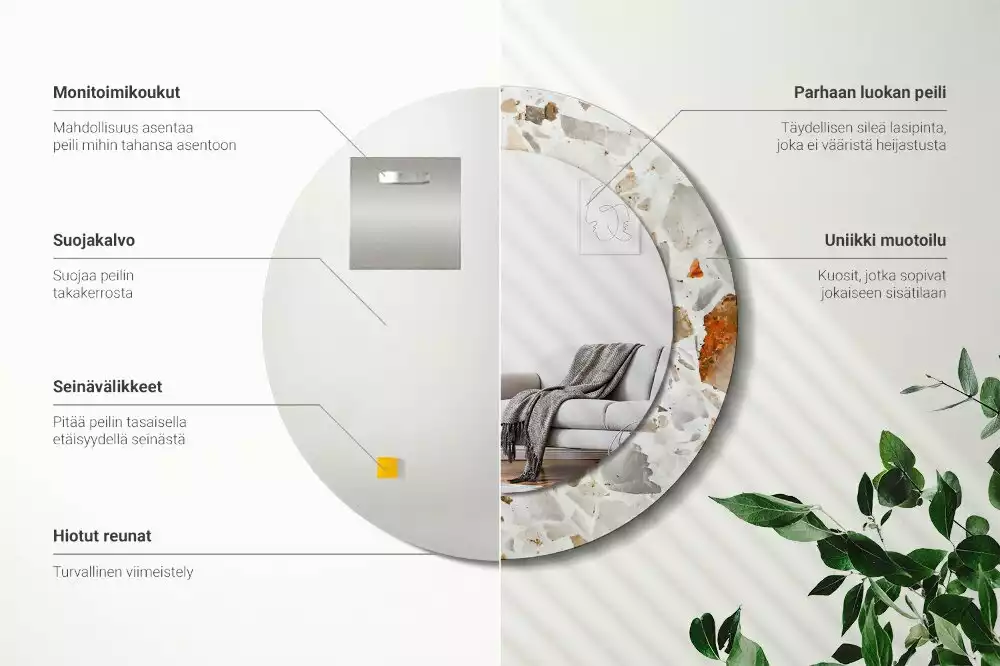 Espejo redondo estampado Estilo terrazo