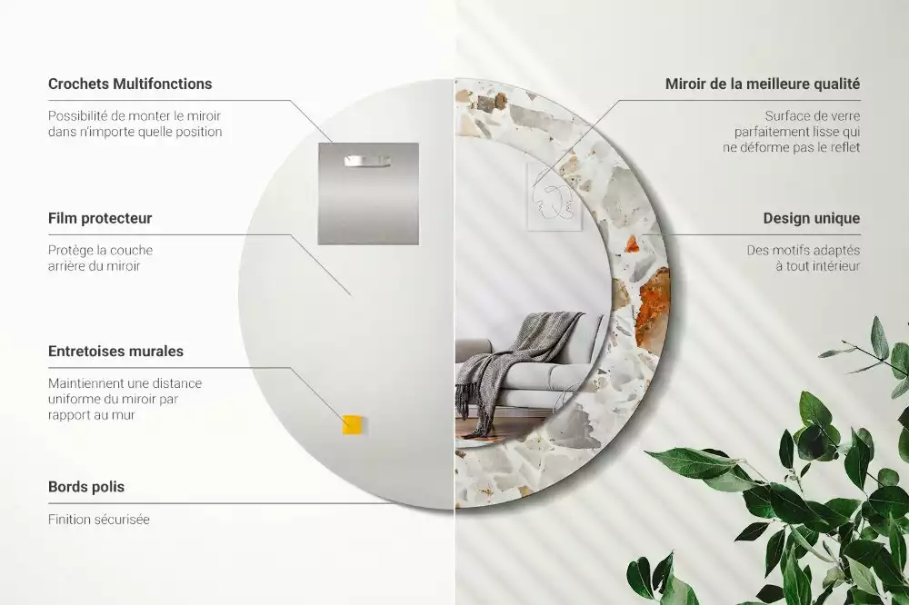 Espejo redondo estampado Estilo terrazo