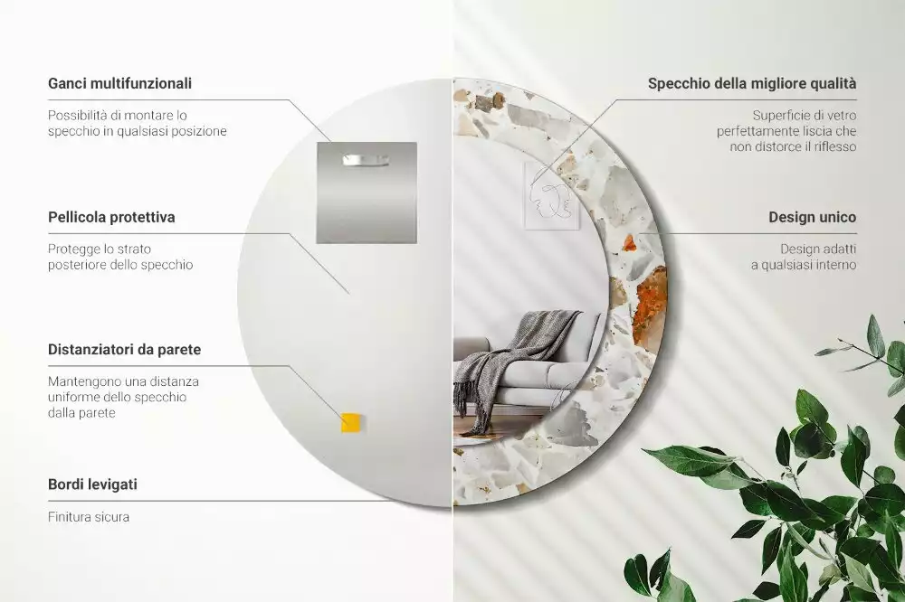 Espejo redondo estampado Estilo terrazo