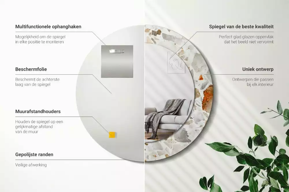 Espejo redondo estampado Estilo terrazo