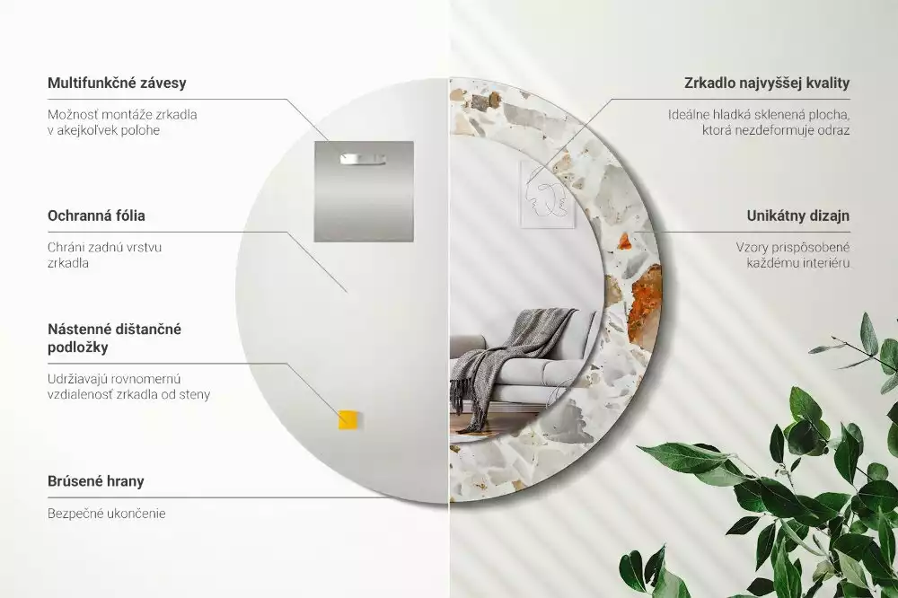 Espejo redondo estampado Estilo terrazo