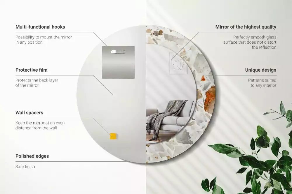 Espejo redondo estampado Estilo terrazo