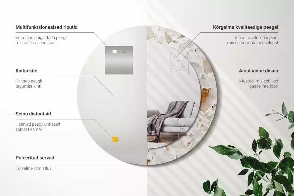 Espejo redondo estampado Estilo terrazo