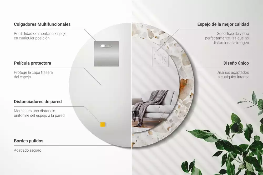 Espejo redondo estampado Estilo terrazo