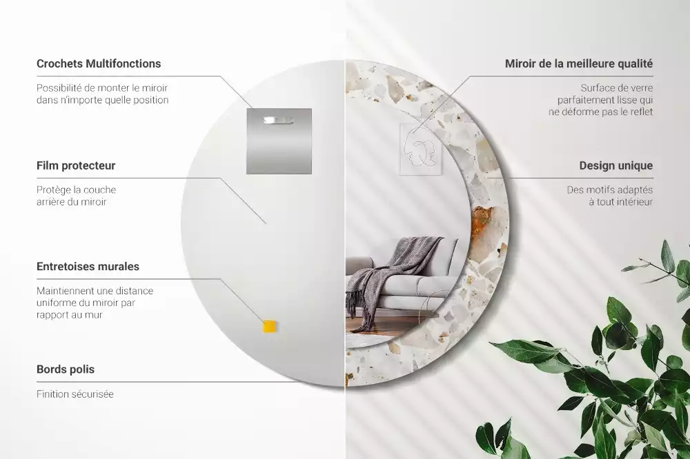 Espejo redondo estampado Estilo terrazo