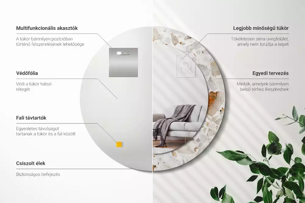 Espejo redondo estampado Estilo terrazo