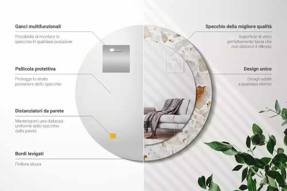 Espejo redondo estampado Estilo terrazo