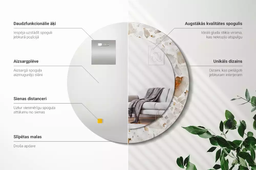 Espejo redondo estampado Estilo terrazo