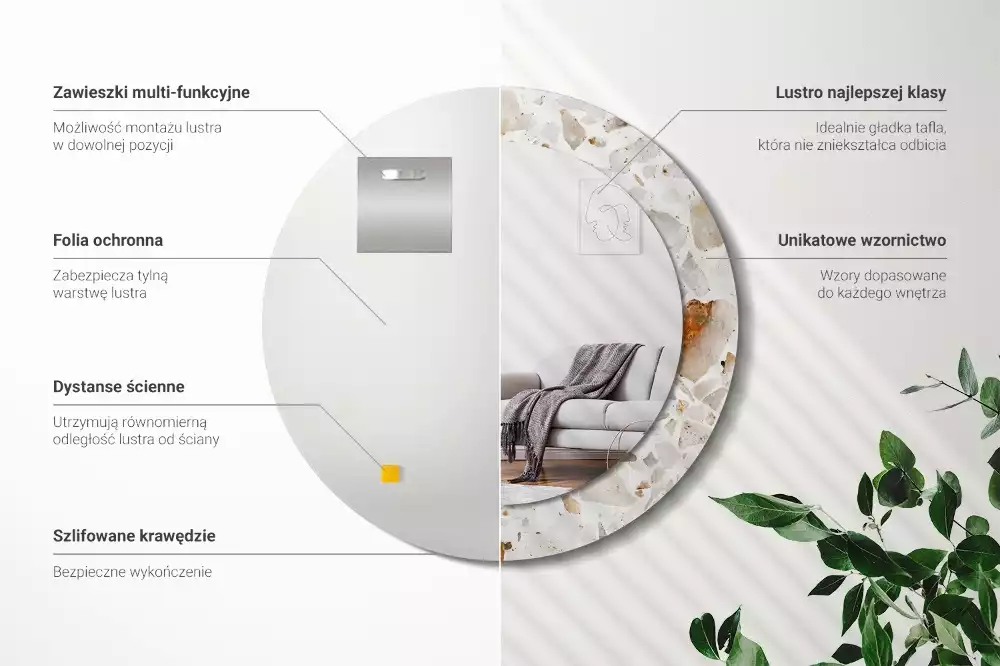 Espejo redondo estampado Estilo terrazo