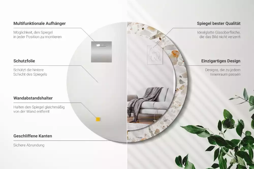 Espejo redondo estampado Estilo terrazo