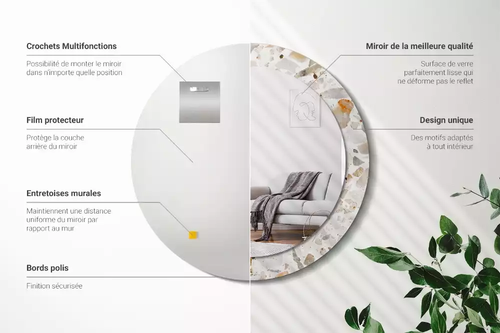 Espejo redondo estampado Estilo terrazo