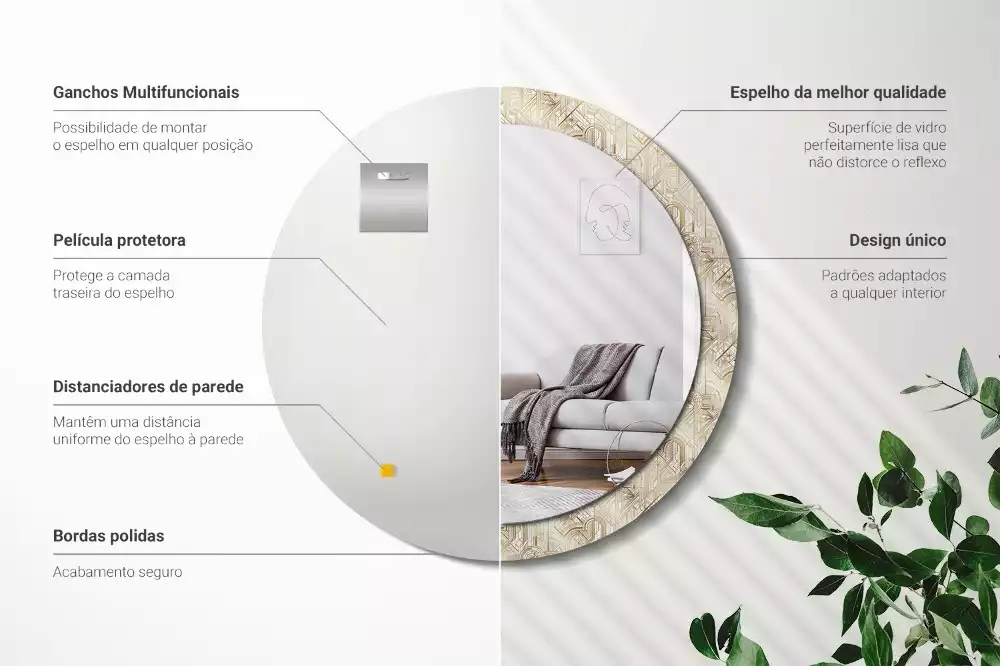 Espejo redondo impreso Composición art déco