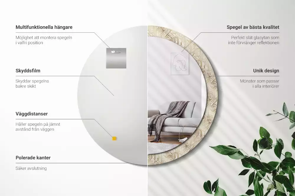 Espejo redondo impreso Composición art déco