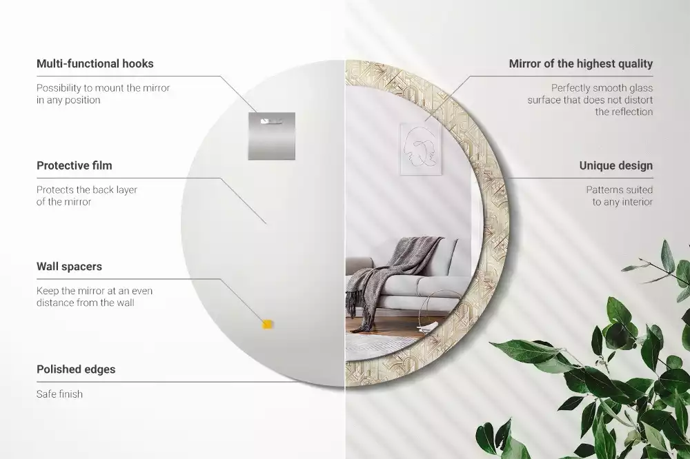 Espejo redondo impreso Composición art déco