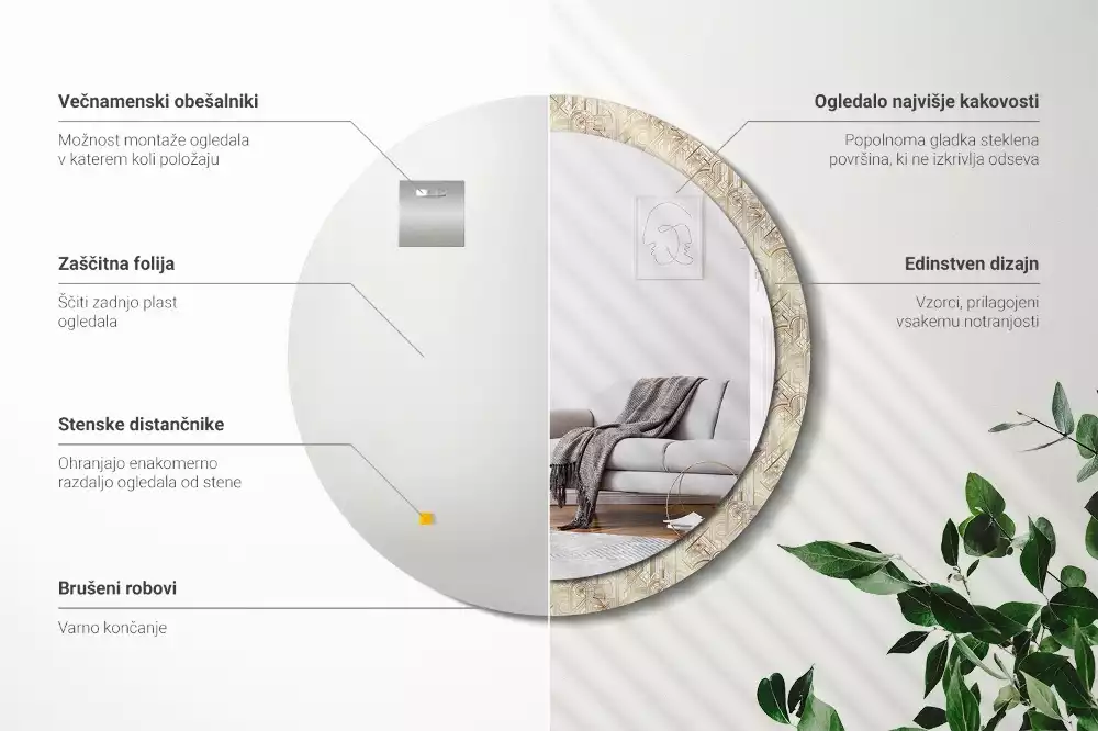 Espejo redondo impreso Composición art déco